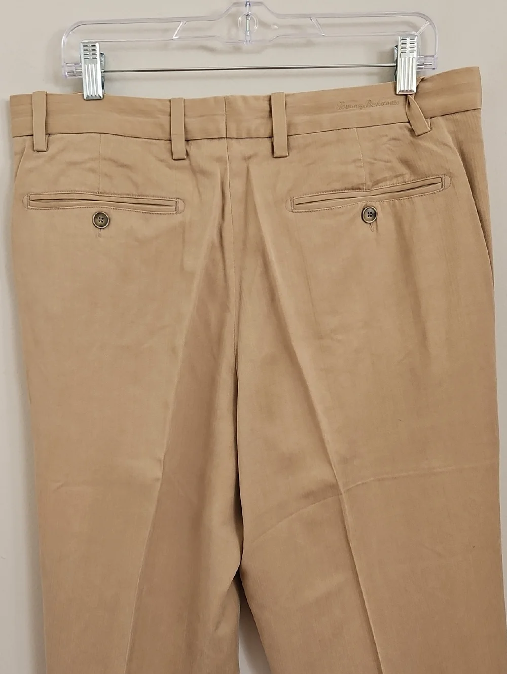 Tommy Bahama Men’s Silk & Bamboo Pleated Trousers 34x30 Tan Khaki